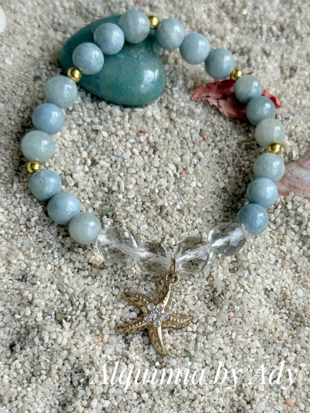 SEASIDE + AQUAMARINE ROCK CRYSTAL and Gold Bracelet
